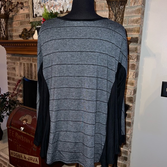Comfy USA Tunic Top Black Grey Striped XS - Picture 3 of 3